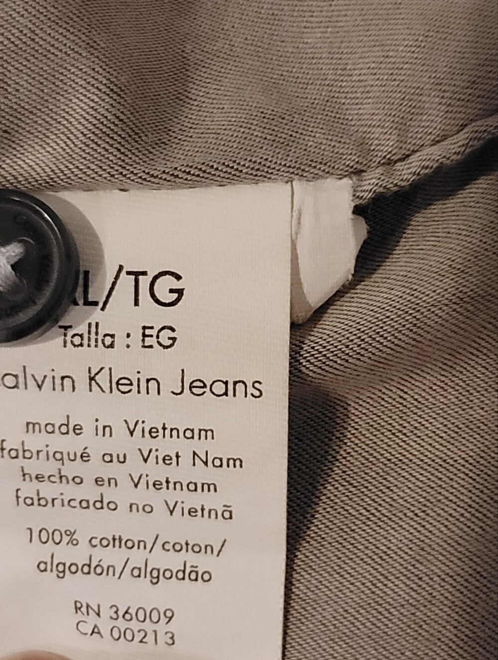 CALVIN KLEIN JEANS Modern Fit Cotton Long Sleeve Button Down Shirt Taupe XL‎ - Picture 6 of 7